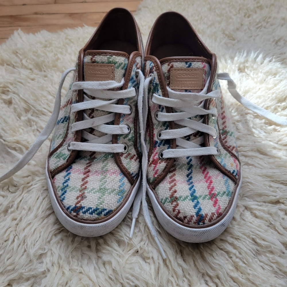 Coach Wool Tattersall Plaid Shoes, 9.5